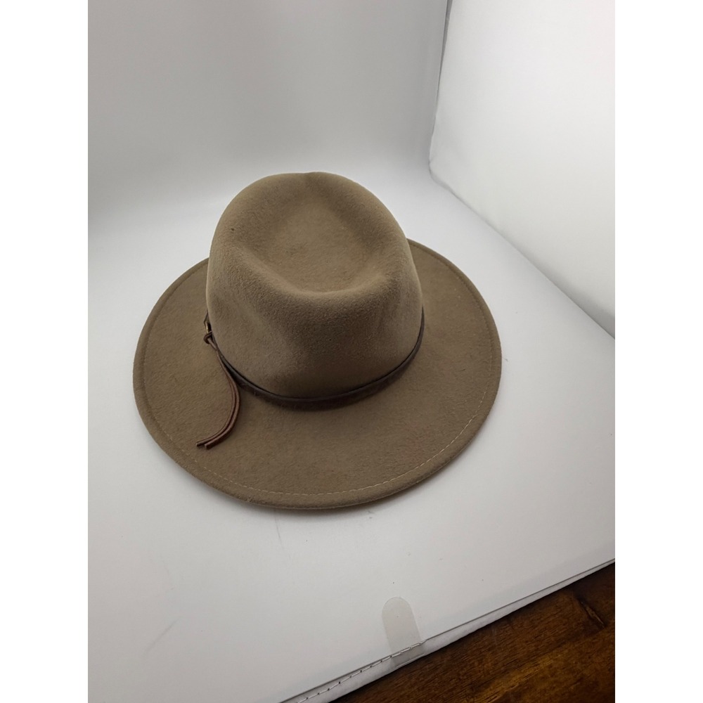 Overland Outfitters LiteFelt Wool Fedora Hat Taupe Tan Leather Band Medium - Picture 4 of 5